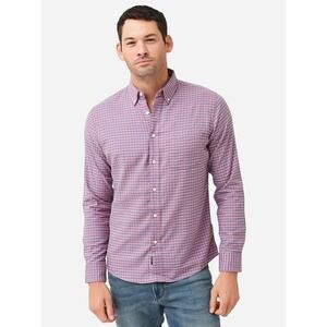 Faherty Stretch Oxford 2.0 Shirt Men Medium Pink Blue Gingham Plaid Button Down